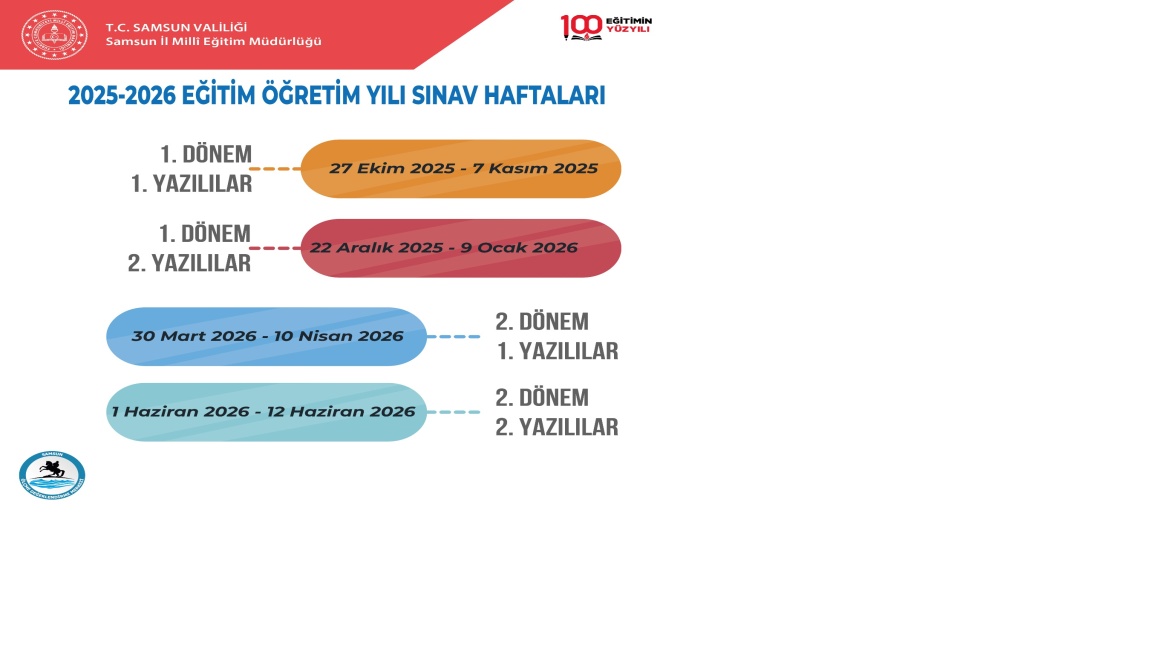 2025-2026 eğitim öğretim yılı sınav takvimi